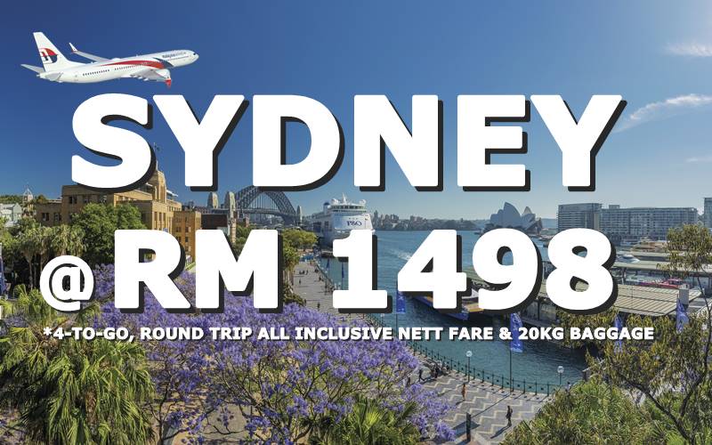 SYDNEY ROUND TRIP @ RM 1498 BY【MALAYSIA AIRLINES】