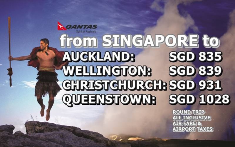 【QANTAS AIRWAYS】ESCAPE NOW TO NEW ZEALAND WITH FARES STARTING FROM JUST SGD835 ALL-INCLUSIVE