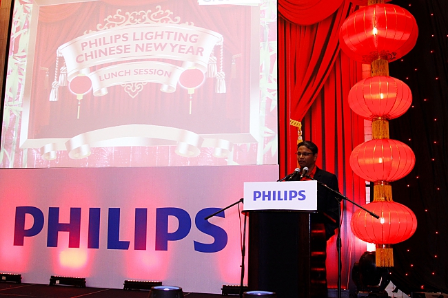 Alok Ghose, GM for Philips Lighting Malaysia, during his speech at the Philips Lighting CNY Lunch 2015.