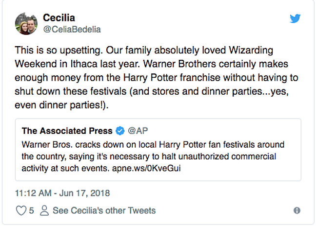 It’s Now Illegal To Have Unauthorised Harry Potter Themed Festivals Or Parties.