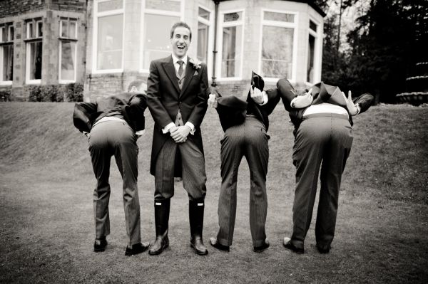 Groomsmen Showing their butts