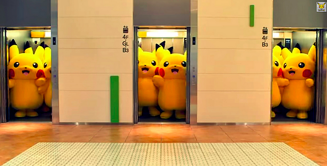 Pikachu in elevators 