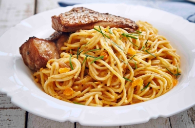 RECIPE: SALTED EGG SPAGHETTI WITH HONEYED SOY FISH FILLET