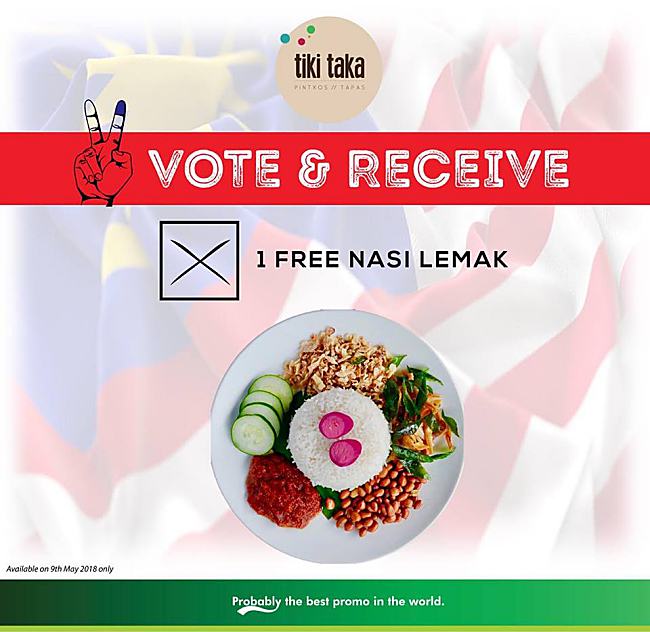 5 More FREE Food & Drinks For Malaysians Who Are Voting On 9th May!