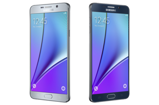 Samsung Galaxy Note5 In Black Sapphire and Silver Titanium