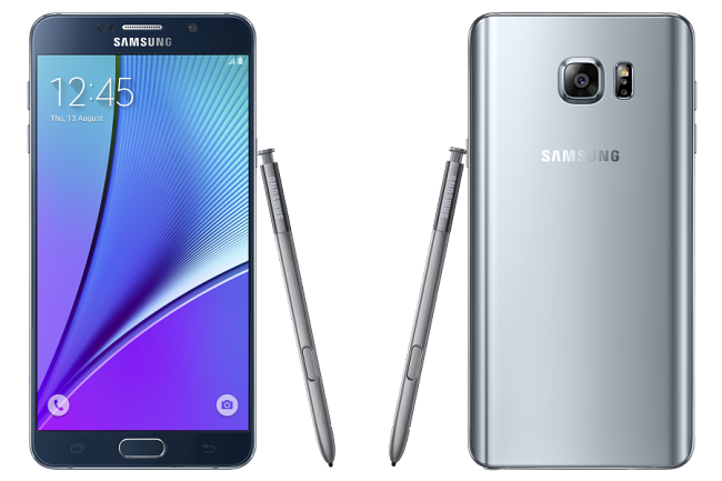 Samsung Galaxy Note5 In Black Sapphire and Silver Titanium