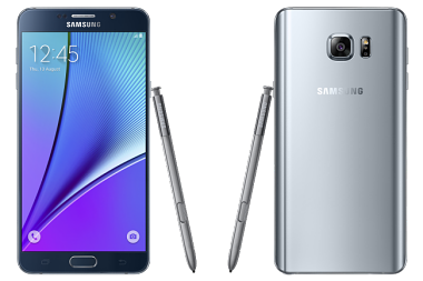 SAMSUNG GALAXY NOTE5 IN BLACK SAPPHIRE AND SILVER TITANIUM