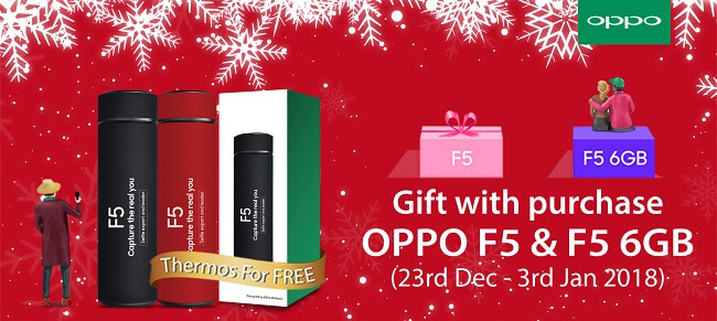 Get a free Thermo worth RM99 upon purchase of OPPO F5 or OPPO F5 6GB