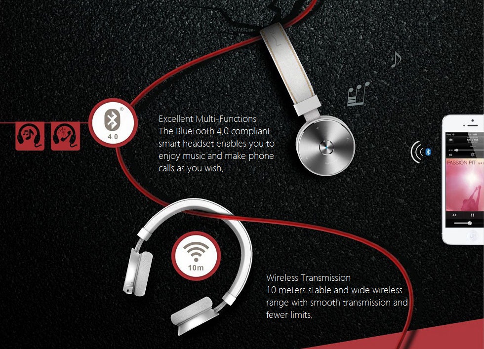 MiPow Bluetooth Headphone M2 3