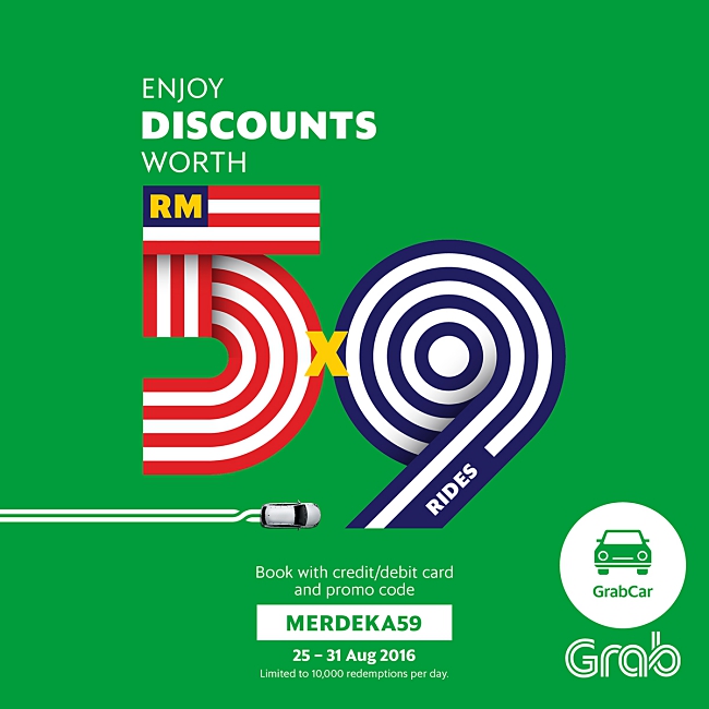 Celebrate new GrabCar locations with the Merdeka59 Promotion!